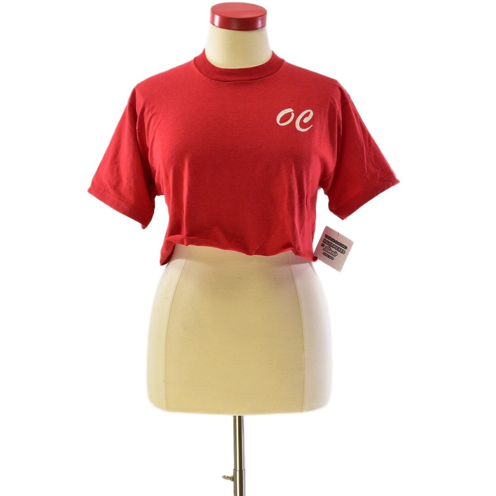 90s Red Double Sided Graphic Print Cropped Tee Shirt Womens XL Screen Stars Best